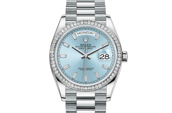 Rolex Day-Date 36 Oyster 36 mm platinum and diamonds 128396TBR