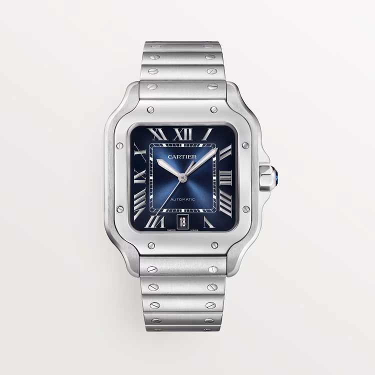 Cartier Santos acier automatique Blue